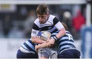 31 January 2016; Conor Cagney, Belvedere College, is tackled by Nairn Findlay, left, and Jack Hillard, Castleknock College. Bank of Ireland Leinster Schools Junior Cup, Round 1, Belvedere College v Castleknock College, Donnybrook Stadium, Donnybrook, Dublin. Picture credit: Ramsey Cardy / SPORTSFILE