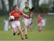 31 January 2016; Ciara O'SullEvan, Cork, in action against Nicola O'Mahony, Mayo. Lidl Ladies Football National League, Division 1, Cork v Mayo, Mallow, Co. Cork. Picture credit: Piaras Ó Mídheach / SPORTSFILE