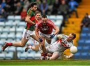 31 January 2016; Paul Kerrigan, Cork, in action against Robert Hennelly, Mayo. Allianz Football League, Division 1, Round 1, Cork v Mayo, Páirc Ui Rinn, Cork. Picture credit: Eoin Noonan / SPORTSFILE