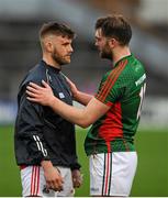 31 January 2016; Alan Cadogan, Cork, speaks with Aidan O'Shea, Mayo, after the game. Allianz Football League, Division 1, Round 1, Cork v Mayo, Páirc Ui Rinn, Cork. Picture credit: Eoin Noonan / SPORTSFILE