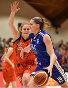 31 January 2016; Marie Breen, Team Montenotte Hotel, in action against Aoibheann Byrne, Pyrobel Killester. Basketball Ireland Women's National Cup Final, Team Montenotte Hotel, Cork v Pyrobel Killester, National Basketball Arena, Tallaght, Co. Dublin. Picture credit: Brendan Moran / SPORTSFILE