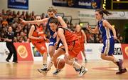 31 January 2016; Rebecca Nagle, Pyrobel Killester, in action against Claire Rockall, Team Montenotte Hotel. Basketball Ireland Women's National Cup Final, Team Montenotte Hotel, Cork v Pyrobel Killester, National Basketball Arena, Tallaght, Co. Dublin. Picture credit: Brendan Moran / SPORTSFILE