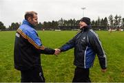 31 January 2016; Monaghan manager Malachy O'Rourke and Roscommon manager Fergal O'Donnell shake hands after the game. Allianz Football League, Division 1, Round 1, Roscommon v Monaghan, Kiltoom, Roscommon. Picture credit: Stephen McCarthy / SPORTSFILE