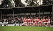 31 January 2016; Cork team stand for the National Anthem before the game. Allianz Football League, Division 1, Round 1, Cork v Mayo, Páirc Ui Rinn, Cork. Picture credit: Eoin Noonan/SPORTSFILE