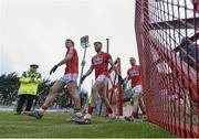 31 January 2016; Cork players Mark Collins, Eoin Cadogan and Kieran Histon make their way out for the second half. Allianz Football League, Division 1, Round 1, Cork v Mayo. Páirc Ui Rinn, Cork. Picture credit: Diarmuid Greene / SPORTSFILE