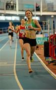 31 January 2016; Sophie Becker, St Joseph's A.C., competing in the Junior Women's 400m at the GloHealth Junior & U23 Indoor Championships. AIT, Athlone, Co. Westmeath. Picture credit: Sam Barnes / SPORTSFILE