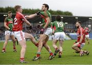 31 January 2016; Ruairi Deane, Cork, and Tom Parsons,, Mayo, tussle off the ball. Allianz Football League, Division 1, Round 1, Cork v Mayo. Páirc Ui Rinn, Cork. Picture credit: Diarmuid Greene / SPORTSFILE