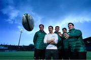 1 February 2016; Former Irish International Felix Jones announces Electric Ireland’s 2016 sponsorship of the Under 20’s Rugby Six Nations Home Games in Donnybrook alongside U20 players James Ryan, Cillian Gallagher, Max Deegan and Kelvin Brown. Electric Ireland believe in Smarter Living and for rugby fans these matches are the smarter choice to experience the Six Nations atmosphere while seeing at first hand the rising stars of Irish rugby. Donnybrook Stadium, Donnybrook, Dublin. Picture credit: Ramsey Cardy / SPORTSFILE