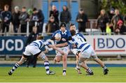 1 February 2016; Hugh Fitzpatrick, St Mary's College, is tackled by Matthew Flynn, left, and Jack Loscher, Blackrock College. Bank of Ireland Leinster Schools Junior Cup, Round 1, St Mary's College v Blackrock College. Donnybrook Stadium, Donnybrook, Dublin. Picture credit: Dáire Brennan / SPORTSFILE