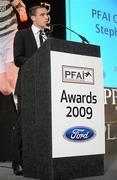15 November 2009; Stephen Rice, Chairman, Professional Footballers Association of Ireland, speaking at the awards. PFAI Ford Awards 2009, The Burlington Hotel, Dublin. Picture credit: Brendan Moran / SPORTSFILE