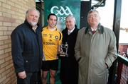 8 November 2009; Aaron Kernan, Ulster, is presented with his man of the match award by sponsor Martin Donnelly and Uachtarán CLG Criostóir Ó Cuana. M Donnelly Interprovincial Football Final, Ulster v Munster, Emerald Park, Ruislip, London. Picture credit: Stephen McCarthy / SPORTSFILE