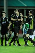 16 November 2009; Sporting Fingal's Eamon Zayed celebrates with team-mates after scoring his side's first goal. League of Ireland Promotion / Relegation Play-Off Second leg, Bray Wanderers v Sporting Fingal, Carlisle Grounds, Bray, Co Wicklow. Photo by Sportsfile