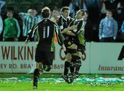 16 November 2009; Sporting Fingal's Robert Bayly, centre, celebrates with team-mates after scoring his side's second goal. League of Ireland Promotion / Relegation Play-Off Second leg, Bray Wanderers v Sporting Fingal, Carlisle Grounds, Bray, Co Wicklow. Photo by Sportsfile