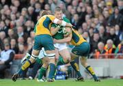 15 November 2009; Jamie Heaslip, Ireland, in action against Rocky Elsom, left, and Peter Hynes, Australia. Autumn International Guinness Series 2009, Ireland v Australia, Croke Park, Dublin. Picture credit: Brian Lawless / SPORTSFILE