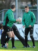 17 November 2009; Ireland's Ronan O'Gara and Jonathan Sexton, left, in action during squad training ahead of their Autumn International Guinness Series 2009 match against Fiji on Saturday. Donnybrook Stadium, Donnybrook, Dublin. Picture credit: Pat Murphy / SPORTSFILE