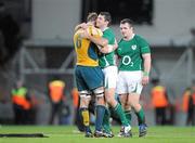 15 November 2009; Ireland's Rob Kearney and Cian Healy, right, with Australia's Rocky Elsom after the match. Autumn International Guinness Series 2009, Ireland v Australia, Croke Park, Dublin. Picture credit: Brian Lawless / SPORTSFILE