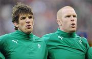 15 November 2009; The Ireland second row of Donncha O'Callaghan, left, and Paul O'Connell during the national anthems. Autumn International Guinness Series 2009, Ireland v Australia, Croke Park, Dublin. Picture credit: Brendan Moran / SPORTSFILE