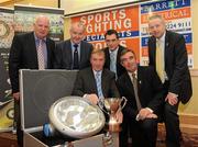 17 November 2009; Alan Leeper, Director, Barrett Sports Lighting, with, from left to right, Michael Hasson, Ulster GAA PRO, Martin Barrett, Chief Executive, Barrett Sports Lighting, Stephen Barrett, Barrett Sports Lighting, Tom Daly, President Ulster GAA, and Martin McAviney, Tresurer, Ulster GAA, at the launch of the 2010 Barrett Sports Lighting Dr McKenna Cup. Armagh City Hotel, Co. Armagh. Picture credit: Oliver McVeigh / SPORTSFILE