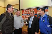 17 November 2009; Martin Barrett, Chief Executive, Barrett Sports Lighting, second from right, along with, from left to right, Armagh manager Paddy O'Rourke, Donegal manager John Joe Doherty,and Monaghan manager Seamus McEnaney  at the launch of the 2010 Barrett Sports Lighting Dr McKenna Cup. Armagh City Hotel, Co. Armagh. Picture credit: Oliver McVeigh / SPORTSFILE