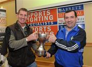 17 November 2009; Armagh manager Paddy O'Rourke, left, and Monaghan manager Seamus McEnaney at the launch of the 2010 Barrett Sports Lighting Dr McKenna Cup. Armagh City Hotel, Co. Armagh. Picture credit: Oliver McVeigh / SPORTSFILE