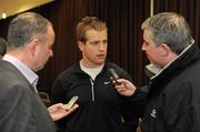 17 November 2009; Cavan footballer Nicholas Walsh is interviewed at the launch of the 2010 Barrett Sports Lighting Dr McKenna Cup. Armagh City Hotel, Co. Armagh. Picture credit: Oliver McVeigh / SPORTSFILE