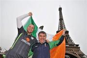 17 November 2009; Republic of Ireland supporters John O'Grady, left, and Ger Carley, from Wexford Town, at the Eiffel Tower ahead of their side's 2010 World Cup Qualifying Play-off second leg match against France on Wednesday. Paris, France. Picture credit: David Maher / SPORTSFILE
