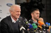 17 November 2009; Republic of Ireland manager Giovanni Trapattoni with captain Robbie Keane during a press conference ahead of their 2010 World Cup Qualifying Play-off second leg match against France on Wednesday. Stade De France, Saint Denis, Paris, France. Picture credit: David Maher / SPORTSFILE