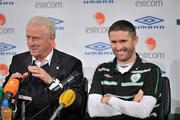 17 November 2009; Republic of Ireland manager Giovanni Trapattoni with captain Robbie Keane during a press conference ahead of their 2010 World Cup Qualifying Play-off second leg match against France on Wednesday. Stade De France, Saint Denis, Paris, France. Picture credit: David Maher / SPORTSFILE