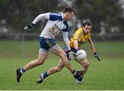 31 January 2016; Fintan Kelly, Monaghan, in action against Niall Kilroy, Roscommon. Allianz Football League, Division 1, Round 1, Roscommon v Monaghan, Kiltoom, Roscommon. Picture credit: Stephen McCarthy / SPORTSFILE