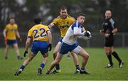 31 January 2016; Fintan Kelly, Monaghan, in action against Niall Kilroy, 22, and Senan Kilbride, Roscommon. Allianz Football League, Division 1, Round 1, Roscommon v Monaghan, Kiltoom, Roscommon. Picture credit: Stephen McCarthy / SPORTSFILE