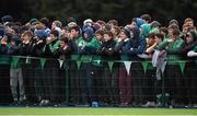 28 January 2016; Gonzaga College supporters look on during the game. Bank of Ireland Leinster Schools Senior Cup 1st Round, Gonzaga College v Wesley College. Castle Avenue, Clontarf, Dublin. Picture credit: Brendan Moran / SPORTSFILE