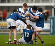 1 February 2016; Cian Duffy, Blackrock College, is tackled by St Mary's College players, left to right, Craig Walshe, Niall Hurley, and Elliot Massey. Bank of Ireland Leinster Schools Junior Cup, Round 1, St Mary's College v Blackrock College. Donnybrook Stadium, Donnybrook, Dublin. Picture credit: Dáire Brennan / SPORTSFILE