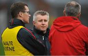 31 January 2016; Mayo manager Stephen Rochford speaking with his selectors after the game. Allianz Football League, Division 1, Round 1, Cork v Mayo, Páirc Ui Rinn, Cork. Picture credit: Eoin Noonan