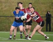 2 February 2016; Tomas O'Connor, Dublin Institute of Technology in action against Patrick McAleer and Matthew Fitzpatrick, St Mary's University College,Belfast. Independent.ie HE GAA Sigerson Cup, 1st Round, St Mary's University College Belfast v Dublin Institute of Technology, Tyrone Centre of Excellence, Garvaghey, Co. Tyrone. Picture credit: Oliver McVeigh / SPORTSFILE