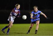 2 February 2016; Nicola Ward, University College Dublin, in action against Aileen Wall, University of Limerick. O'Connor Cup, University College Dublin v University of Limerick, UCD, Belfield, Dublin. Picture credit: Sam Barnes / SPORTSFILE