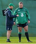 3 February 2016; Ireland's Nathan White and head coach Joe Schmidt during squad training. Carton House, Maynooth, Co. Kildare. Picture credit: Matt Browne / SPORTSFILE
