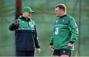 3 February 2016; Ireland head coach Joe Schmidt, left, in conversation with Nathan White during squad training. Carton House, Maynooth, Co. Kildare. Picture credit: Brendan Moran / SPORTSFILE