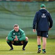 3 February 2016; Ireland's Nathan White with head coach Joe Schmidt during squad training. Carton House, Maynooth, Co. Kildare. Picture credit: Brendan Moran / SPORTSFILE