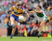 27 September 2009; Niamh Keane, Clare, in action against Donna Maguire, Fermanagh. TG4 All-Ireland Ladies Football Intermediate Championship Final, Clare v Fermanagh, Croke Park, Dublin. Picture credit: Ray McManus / SPORTSFILE