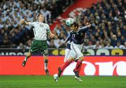 18 November 2009; Sebastien Squillaci, France, in action against Robbie Keane, Republic of Ireland. FIFA 2010 World Cup Qualifying Play-off 2nd Leg, Republic of Ireland v France, Stade de France, Saint-Denis, Paris, France. Picture credit: Stephen McCarthy / SPORTSFILE