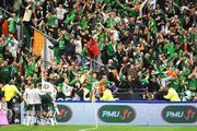 18 November 2009; Republic of Ireland's Robbie Keane, 10, celebrates with his team-mates, infront of the Republic of Ireland fans, after scoring his side's opening goal in the 33rd minute. FIFA 2010 World Cup Qualifying Play-off 2nd Leg, Republic of Ireland v France, Stade de France, Saint Denis, Paris. Picture credit: Olivier Andrivon / SPORTSFILE