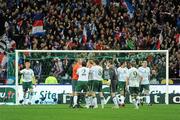 18 November 2009; Republic of Ireland players remonstrate with the referee following William Gallas scoring his side's goal. FIFA 2010 World Cup Qualifying Play-off 2nd Leg, Republic of Ireland v France, Stade de France, Saint-Denis, Paris, France. Picture credit: Stephen McCarthy / SPORTSFILE