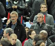 18 November 2009; Former Formula One team boss Eddie Jordan, left, with golfer Paul McGinley relax before the start of the game. FIFA 2010 World Cup Qualifying Play-off 2nd Leg, Republic of Ireland v France, Stade de France, Saint-Denis, Paris, France. Picture credit: David Maher / SPORTSFILE