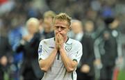18 November 2009; A dejected Damien Duff makes his way to the Republic of Ireland dressing rooms at the end of the game. FIFA 2010 World Cup Qualifying Play-off 2nd Leg, Republic of Ireland v France, Stade de France, Saint-Denis, Paris, France. Picture credit: David Maher / SPORTSFILE