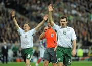 18 November 2009; Republic of Ireland players Darron Gibson, right, and Keith Andrews. FIFA 2010 World Cup Qualifying Play-off 2nd Leg, Republic of Ireland v France, Stade de France, Saint-Denis, Paris, France. Picture credit: Stephen McCarthy / SPORTSFILE
