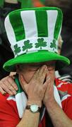 18 November 2009; A dejected Republic of Ireland supporter during the final moments of the match. 2010 World Cup Qualifying Play-off 2nd Leg, France v Republic of Ireland. Stade de France, Saint-Denis, Paris, France. Picture credit: Stephen McCarthy / SPORTSFILE