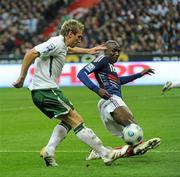 18 November 2009; Liam Lawrence, Republic of Ireland, in action against Alou Diarra, France. FIFA 2010 World Cup Qualifying Play-off 2nd Leg, Republic of Ireland v France, Stade de France, Saint-Denis, Paris, France. Picture credit: Stephen McCarthy / SPORTSFILE