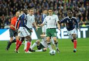 18 November 2009; Keith Andrews, Republic of Ireland, in action against Alou Diarra, left, and Lassana Diarra, France. FIFA 2010 World Cup Qualifying Play-off 2nd Leg, Republic of Ireland v France, Stade de France, Saint-Denis, Paris, France. Picture credit: Stephen McCarthy / SPORTSFILE