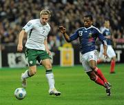 18 November 2009; Liam Lawrence, Republic of Ireland, in action against Patrice Evra, France. FIFA 2010 World Cup Qualifying Play-off 2nd Leg, Republic of Ireland v France, Stade de France, Saint-Denis, Paris, France. Picture credit: Stephen McCarthy / SPORTSFILE