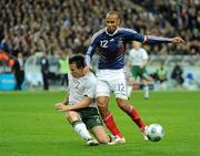 18 November 2009; Sean St. Ledger, Republic of Ireland, in action against theirry Henry, France. FIFA 2010 World Cup Qualifying Play-off 2nd Leg, Republic of Ireland v France, Stade de France, Saint-Denis, Paris, France. Picture credit: Stephen McCarthy / SPORTSFILE